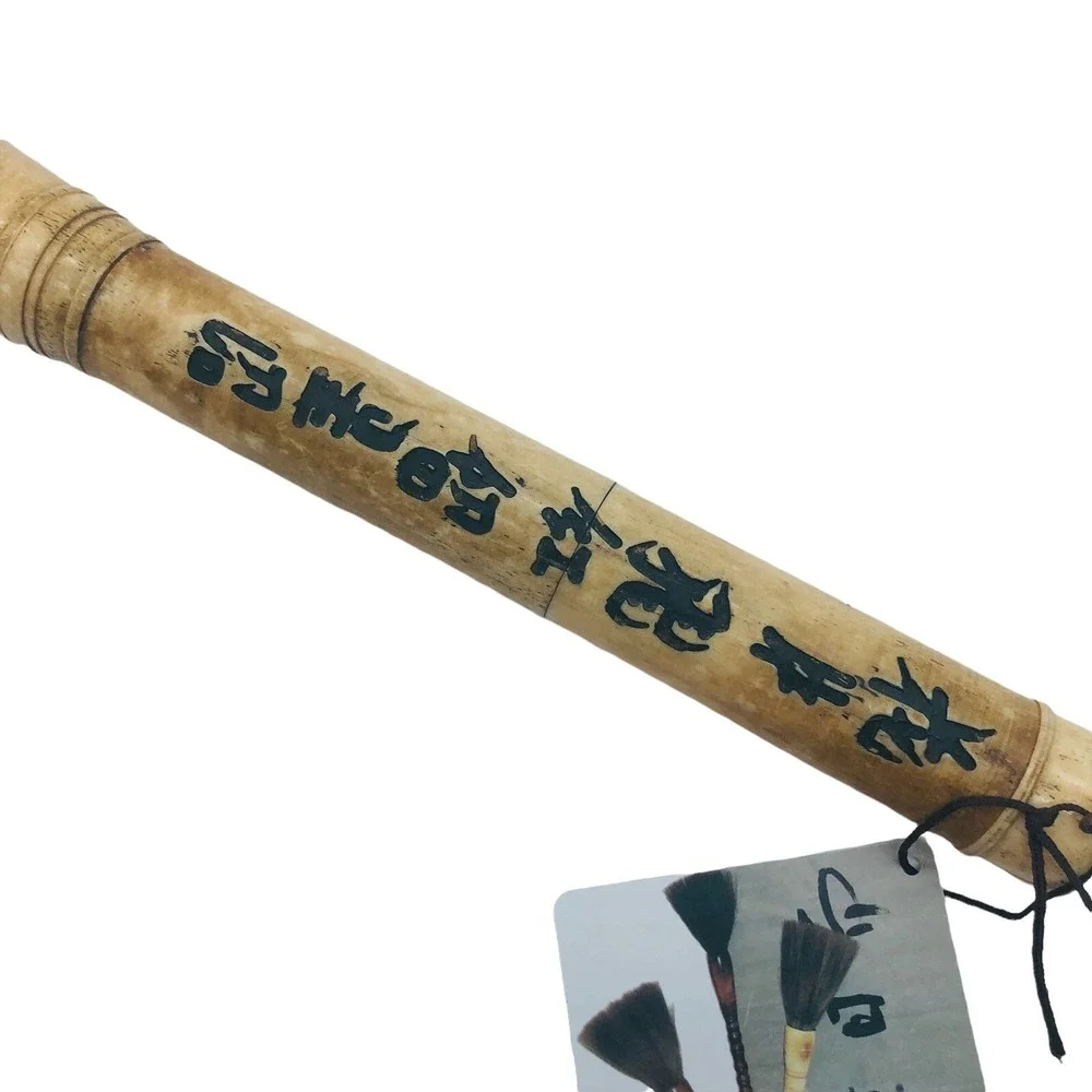 Vintage Chinese Calligraphy Brush Bone Horsehair Engraved 13